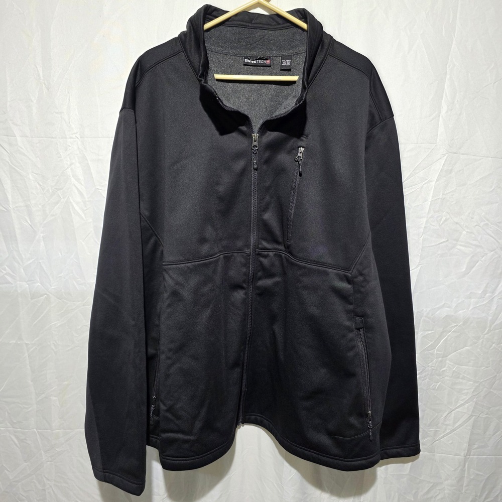 Swiss Tech Mens 3XL Black Softshell Jacket PeakResist Water Resistant Full Zip